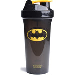 Smartshake Lite Justice League shaker bottle in black with yellow Batman logo