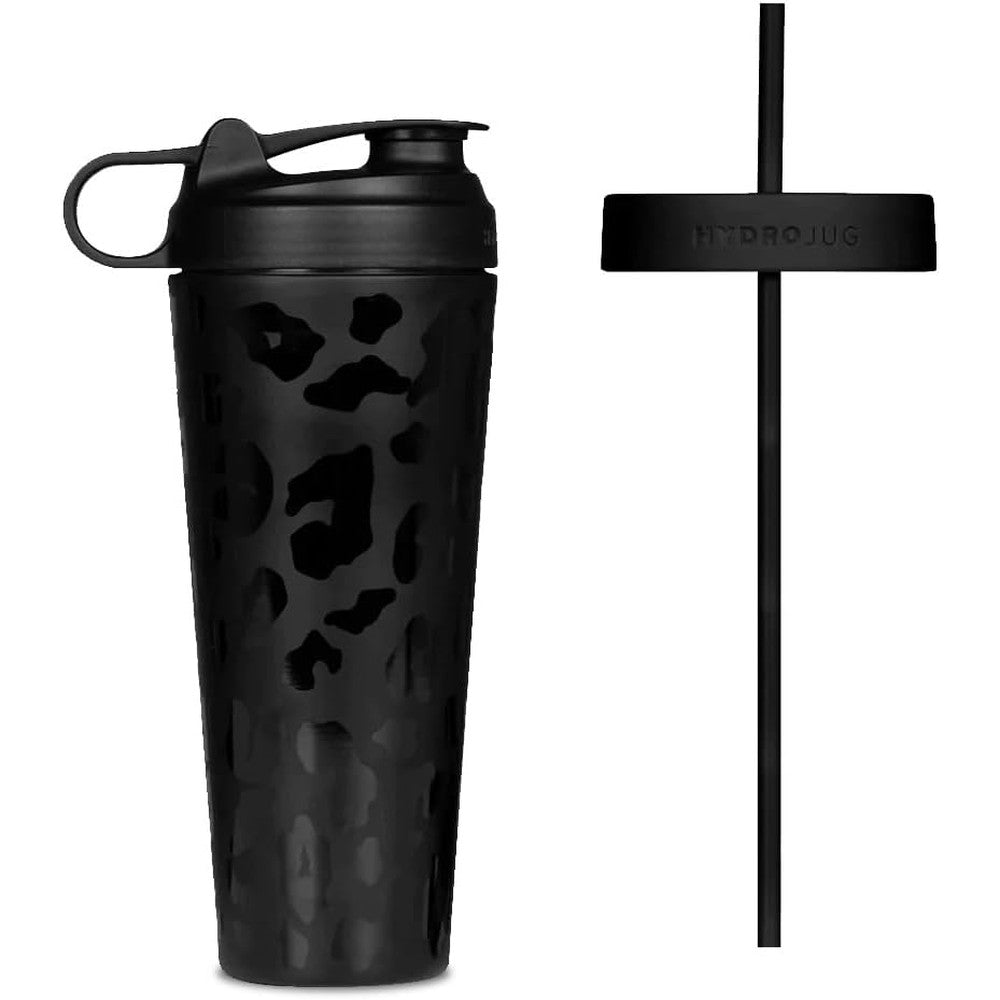 HydroJug Stainless Steel Shaker Cup 24 Ounce Black Leopard front view protein shaker