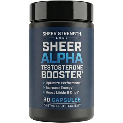 Testosterone Booster for Men - Sheer Alpha T-Booster - Clinically Backed Dose, Strongest Formula - Made in USA - Premium Blend of Fadogia Agrestis Tongkat Ali and Shilajit. 30 Servings
