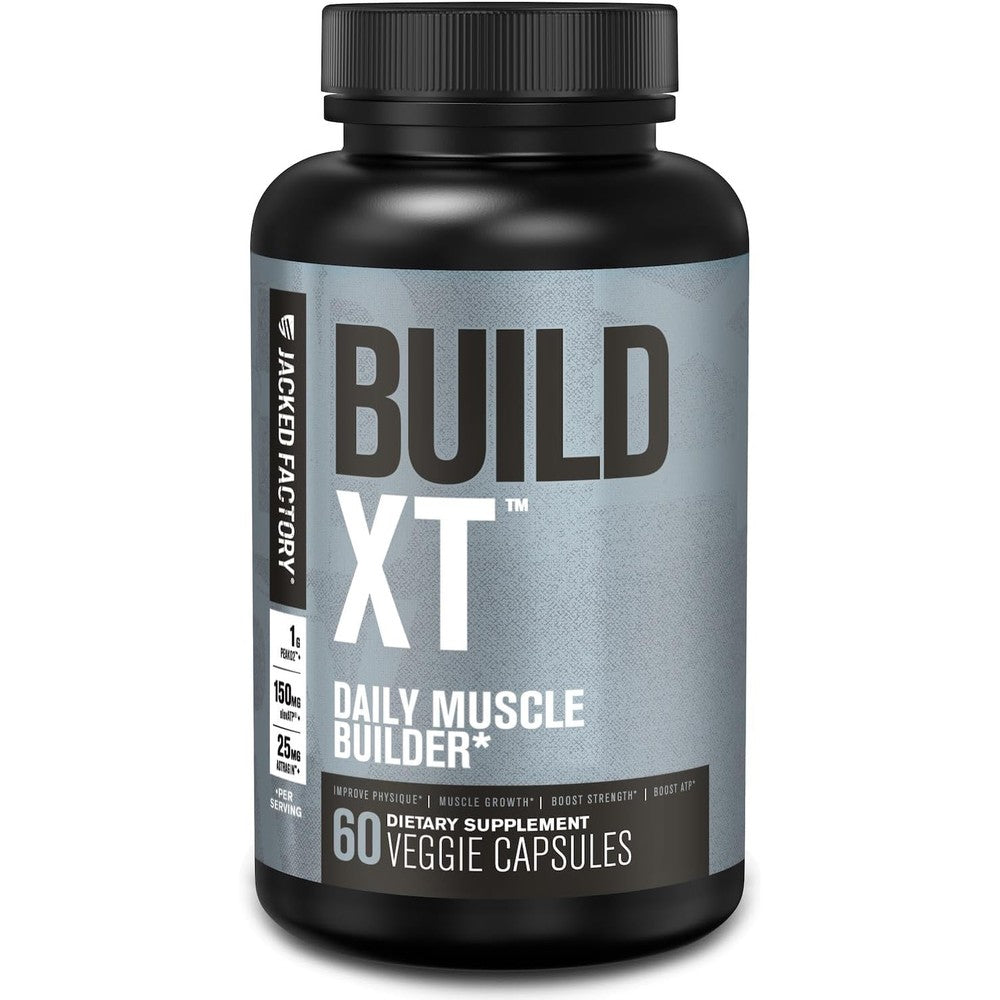 Jacked Factory Build XT 60 capsules front view daily muscle builder supplement