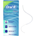 Oral-B Super Floss Pre-Cut Strands Mint 50 Count front packaging view for braces care