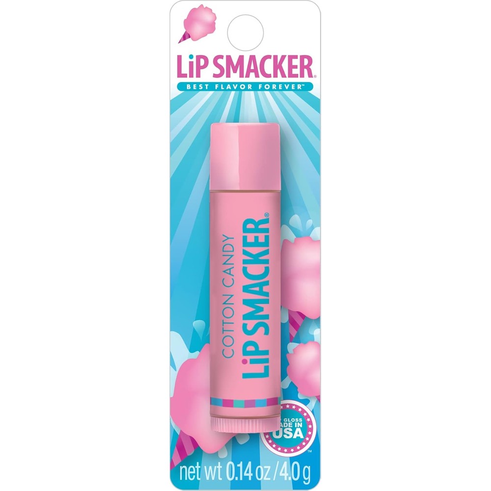 Lip Smacker Cotton Candy Flavored Lip Balm front view for dry lips