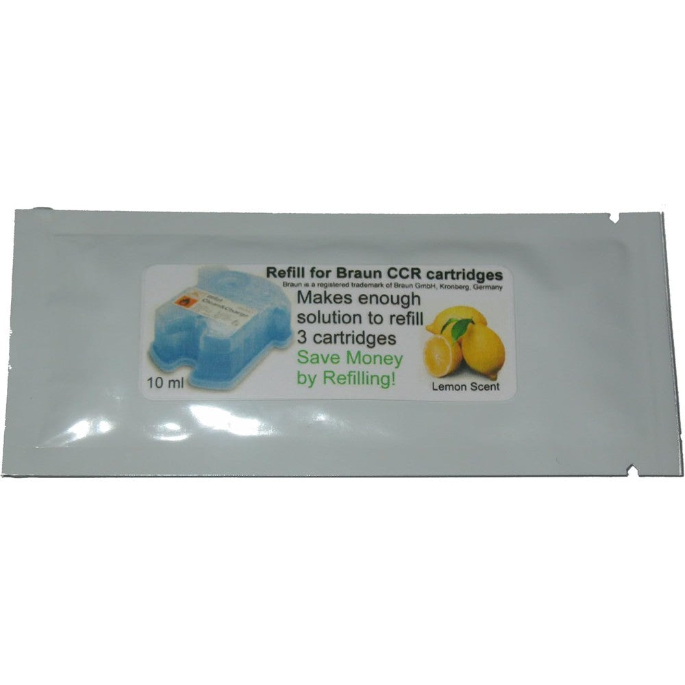 CCRRefills solution packets for Braun Clean and Renew cartridges front view