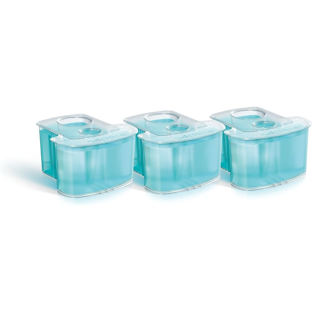 Philips Norelco SmartClean cleaning cartridges three count retail box front view showing product model.