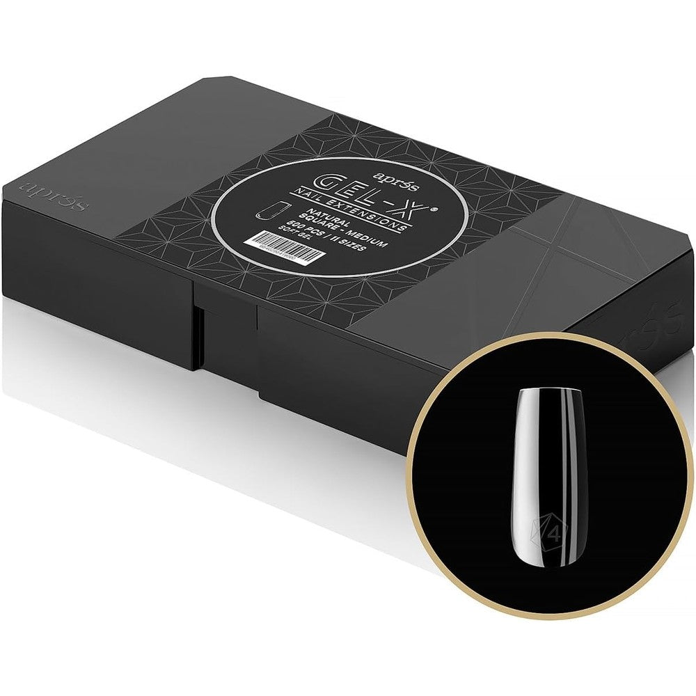 APRÉS Gel-X soft gel tip box natural square medium 500pc for professional nail extensions