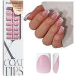 BTArtboxnails XCOATTIPS pink glitter french tip press on nails in short square shape
