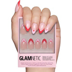 Glamnetic Pure Hearted press on nails featuring red and pink heart french tips