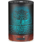 Mocosa Essential Oil Diffuser front view with metal tree design for aromatherapy.