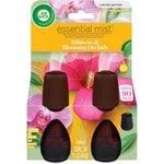 Air Wick Essential Mist Refill Hibiscus and Blooming Orchids front view of twin pack.