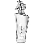 Lattafa Maahir Legacy Eau de Parfum 100 ml bottle with silver horse head cap front view