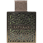 Rayhaan Terra Eau de Parfum 100 ml bottle front view showing intricate dark metallic cage design