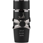 Lattafa Asad Elixir Eau De Parfum 100ml front view bottle showing premium dark design