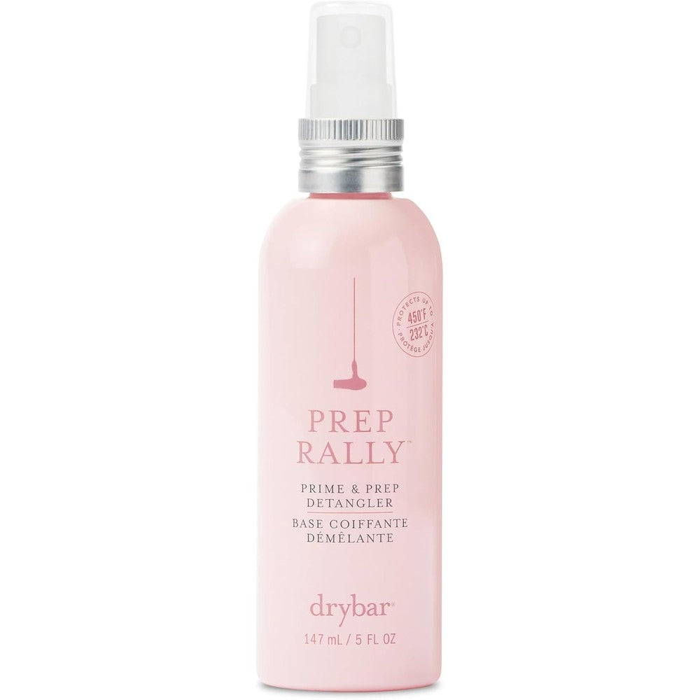 Drybar Prep Rally Prime and Prep Detangler light pink bottle front view