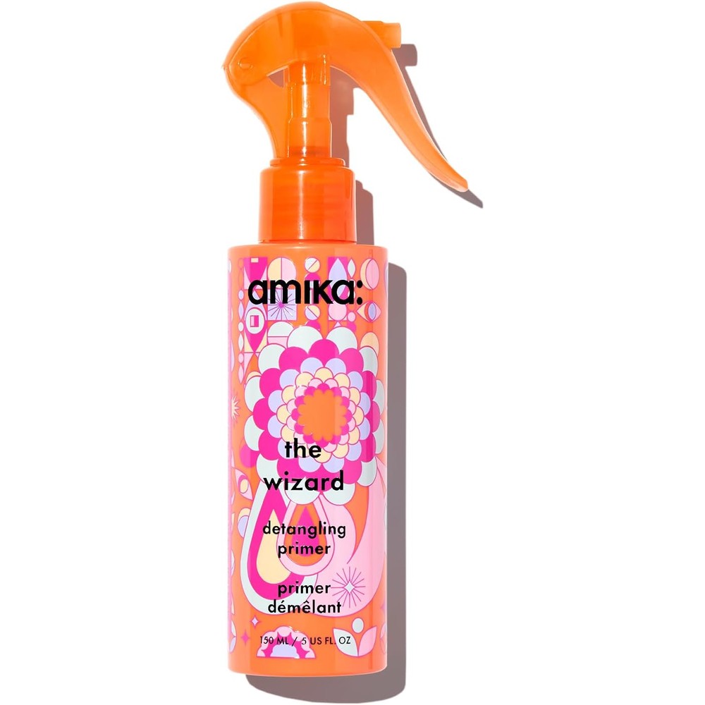 Amika The Wizard Detangling Primer front view bottle for hair frizz control