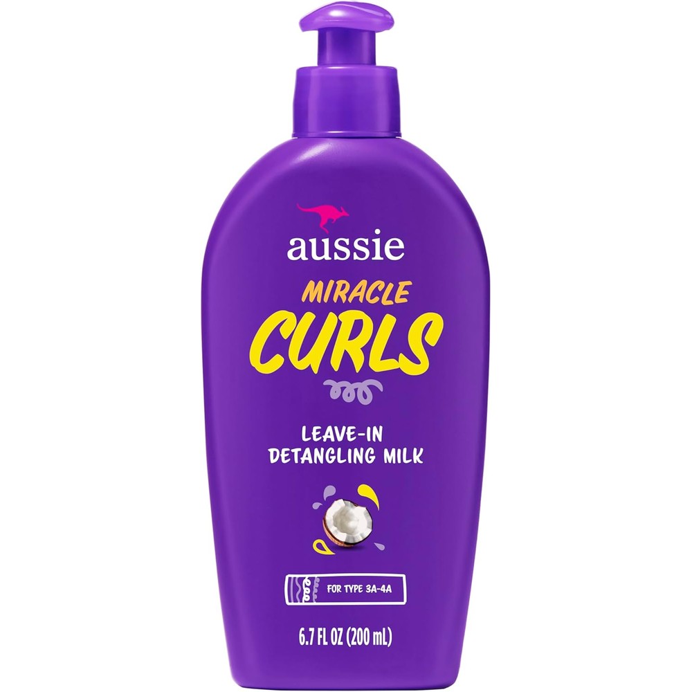 Aussie Miracle Curls Leave In Detangling Milk front view bottle for curly hair care