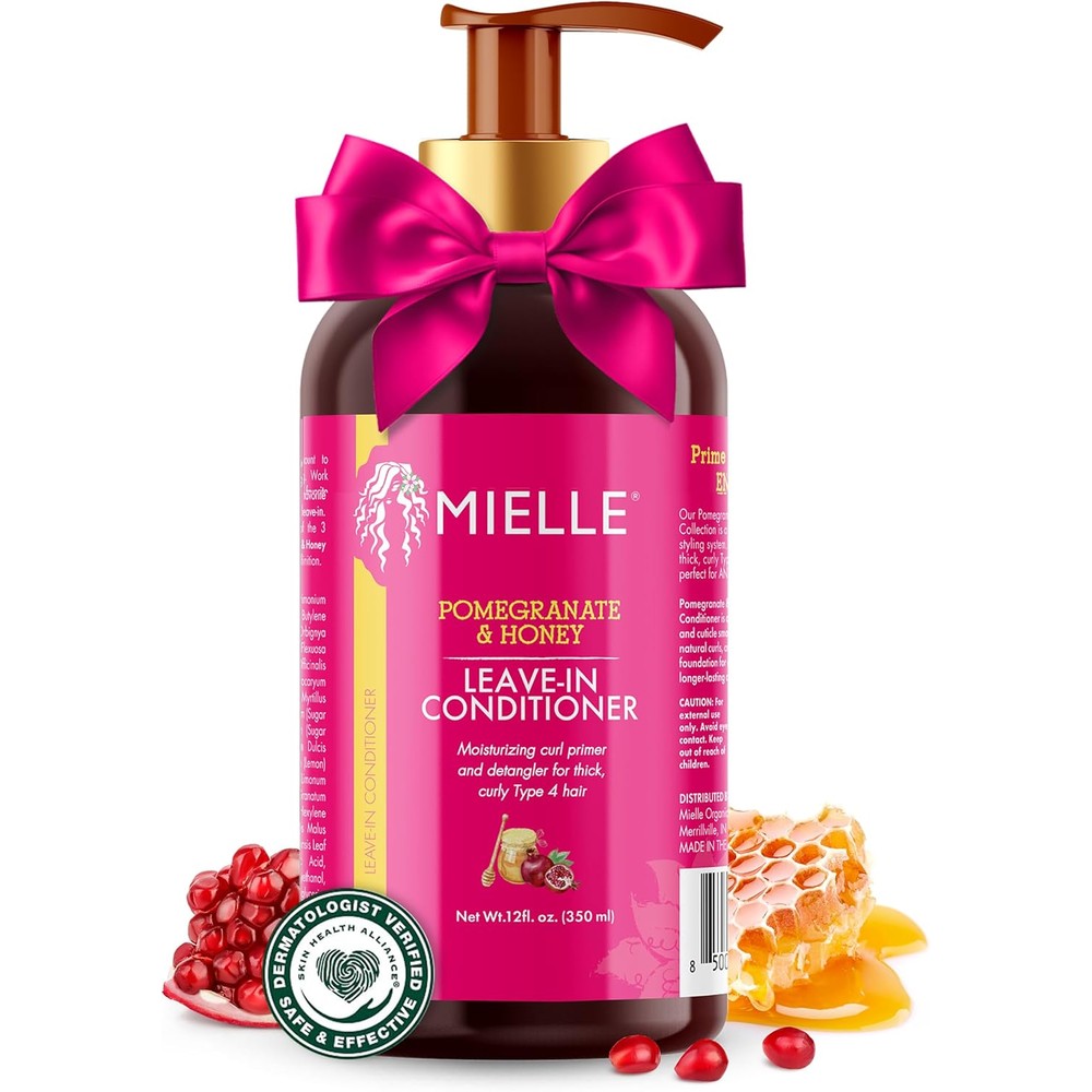 Mielle Organics Pomegranate and Honey Leave In Conditioner front bottle view for curly hair treatment
