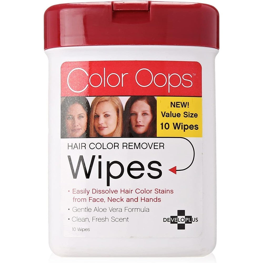 Developlus Color Oops Hair Color Remover Wipes front view in packaging