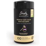Simply Wonderful hair color remover wipes 100 count canister front view for face skin stain removal