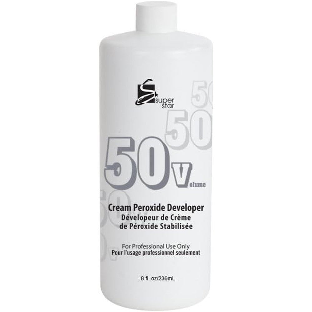 Super Star Stabilized Cream Peroxide Developer 50 Volume 8 Fluid Ounce bottle front view