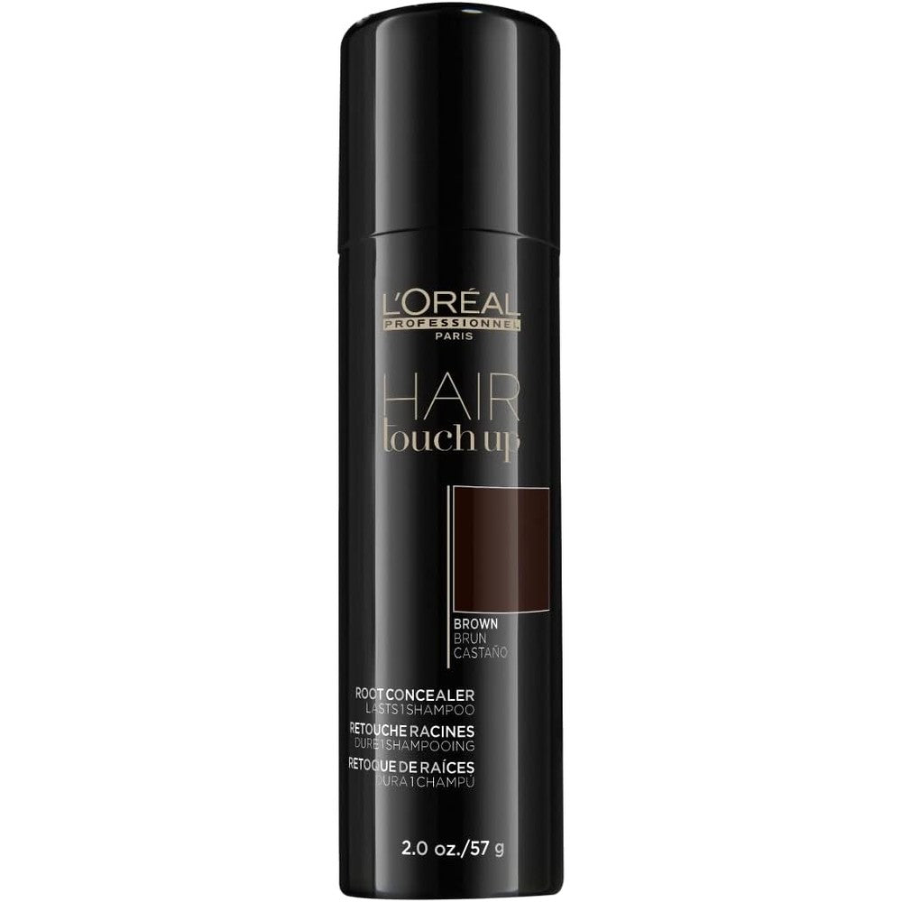 L'Oréal Professionnel Hair Touch Up root concealer spray front view for instant grey hair coverage