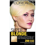 L'Oreal Paris Super Blonde Creme Lightening Kit front packaging for professional hair bleaching.