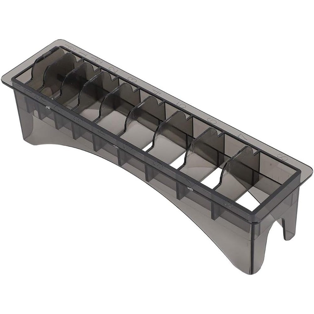 Yosoo Health Gear clipper guard holder front view showing the ten grid plastic layout for barber comb organization