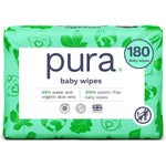 Pura Natural Sensitive Baby Wipes 180 pack front view eco-friendly
