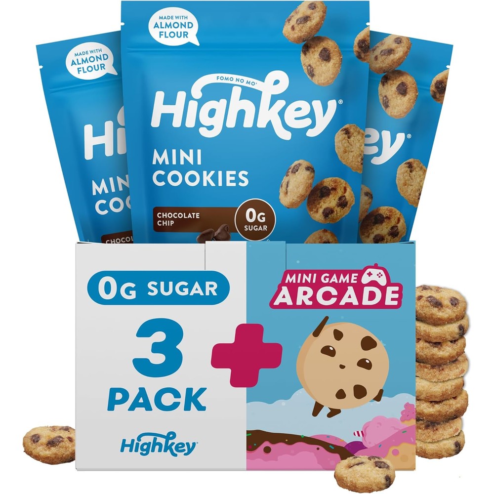 HighKey Keto Chocolate Chip Mini Cookies front packaging view.