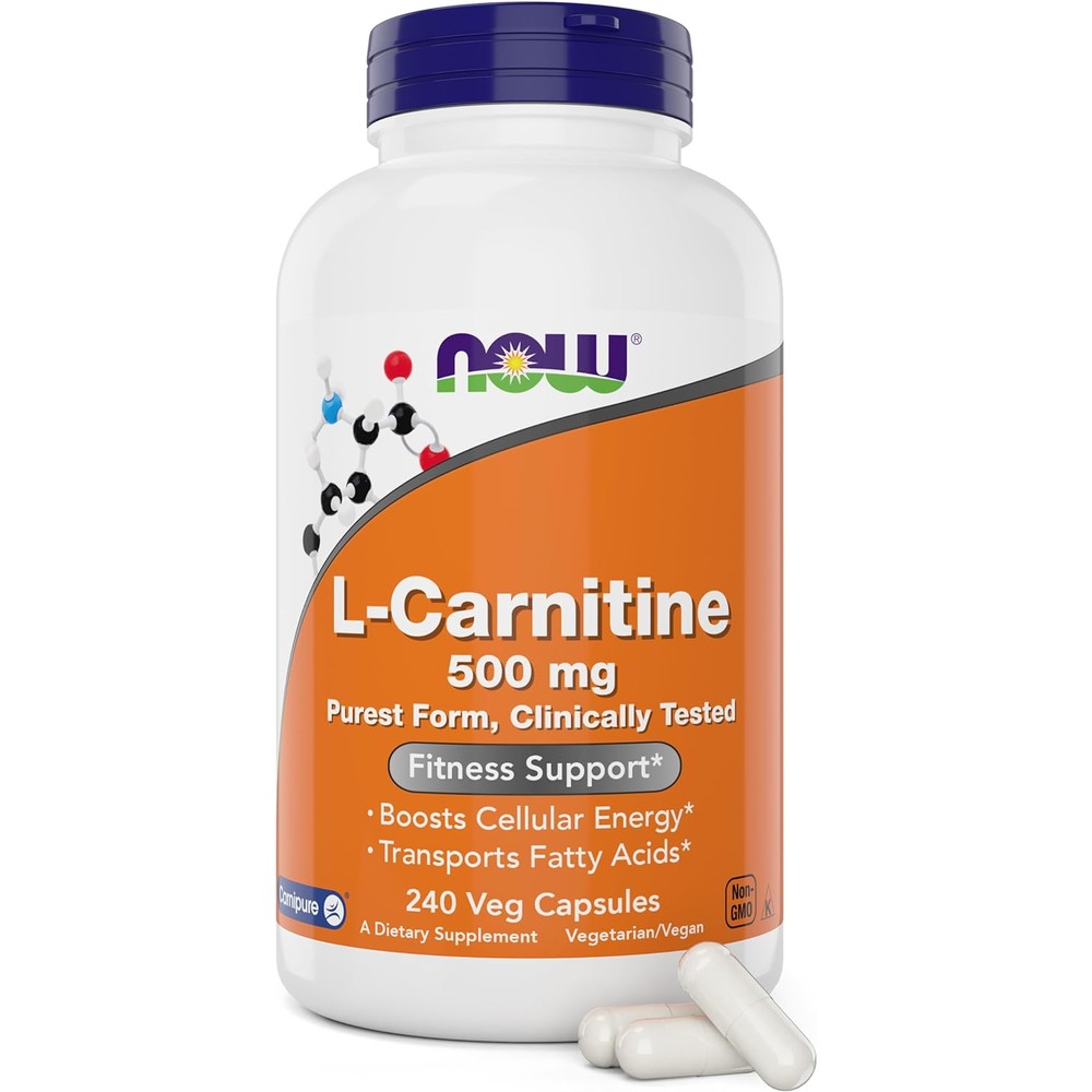 NOW Foods L-Carnitine 500 mg 240 veg caps for fitness and energy support