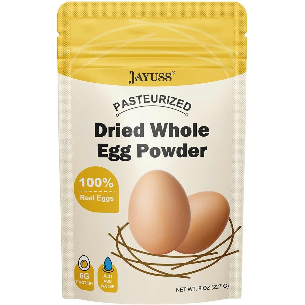 Jayuss Pasteurized Dried Whole Egg Powder Made From Fresh Eggs Gluten-Free Non-GMO Additive-Free For Baking And Cooking 8 Ounce (227 Grams)