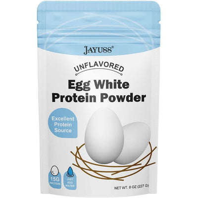 JAYUSS Egg White Protein Powder Unflavored Dried Egg White Powder Pasteurized No Additives Gluten-Free Soy-Free Use in Baking Make Whipped Egg Whites 8 Oz (227g)
