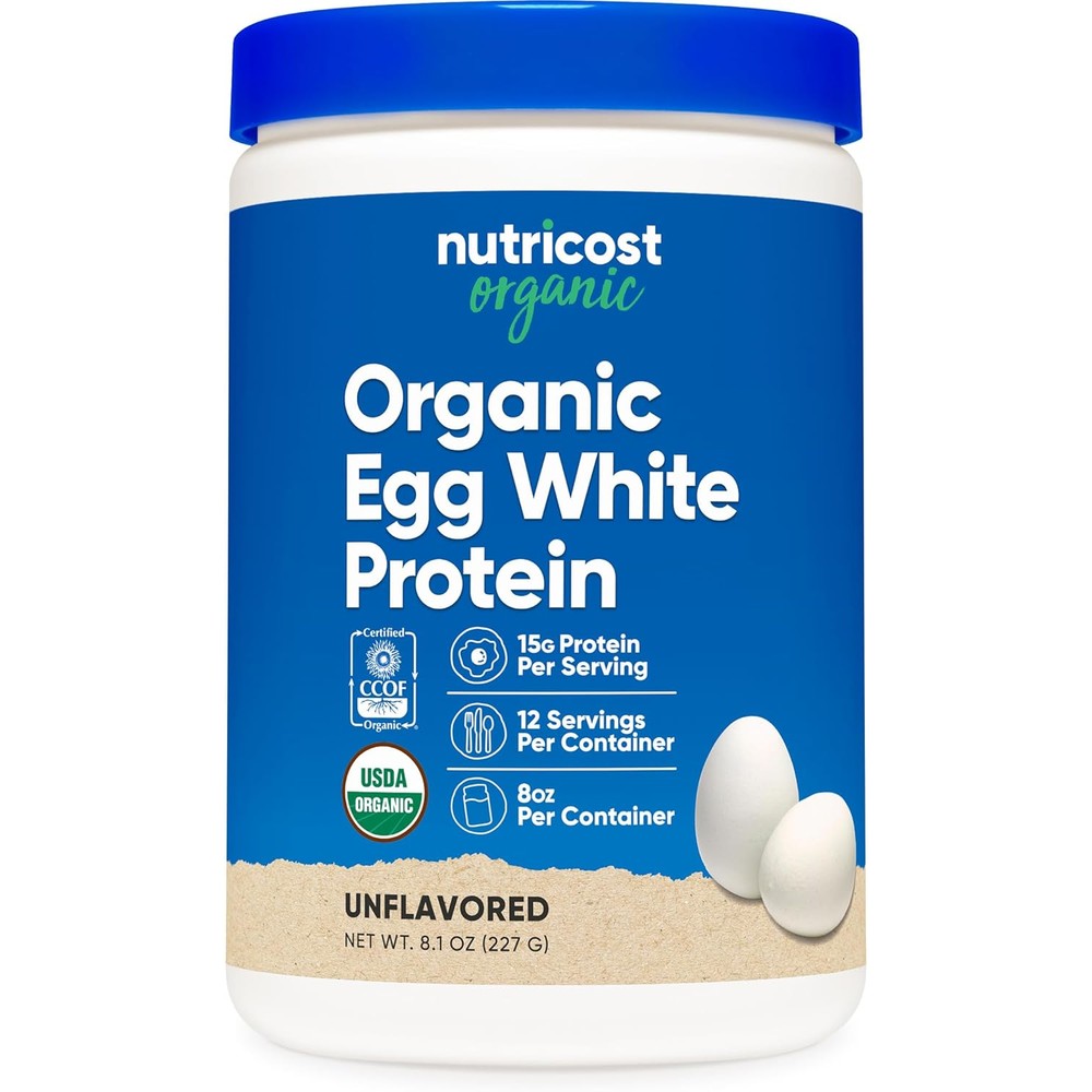 Nutricost Organic Egg White Protein Powder Unflavored Fifteen Grams Protein Per Serving Eight Ounce
