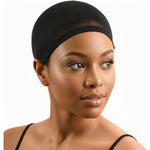 Donna black stocking wig caps 2 piece set front view