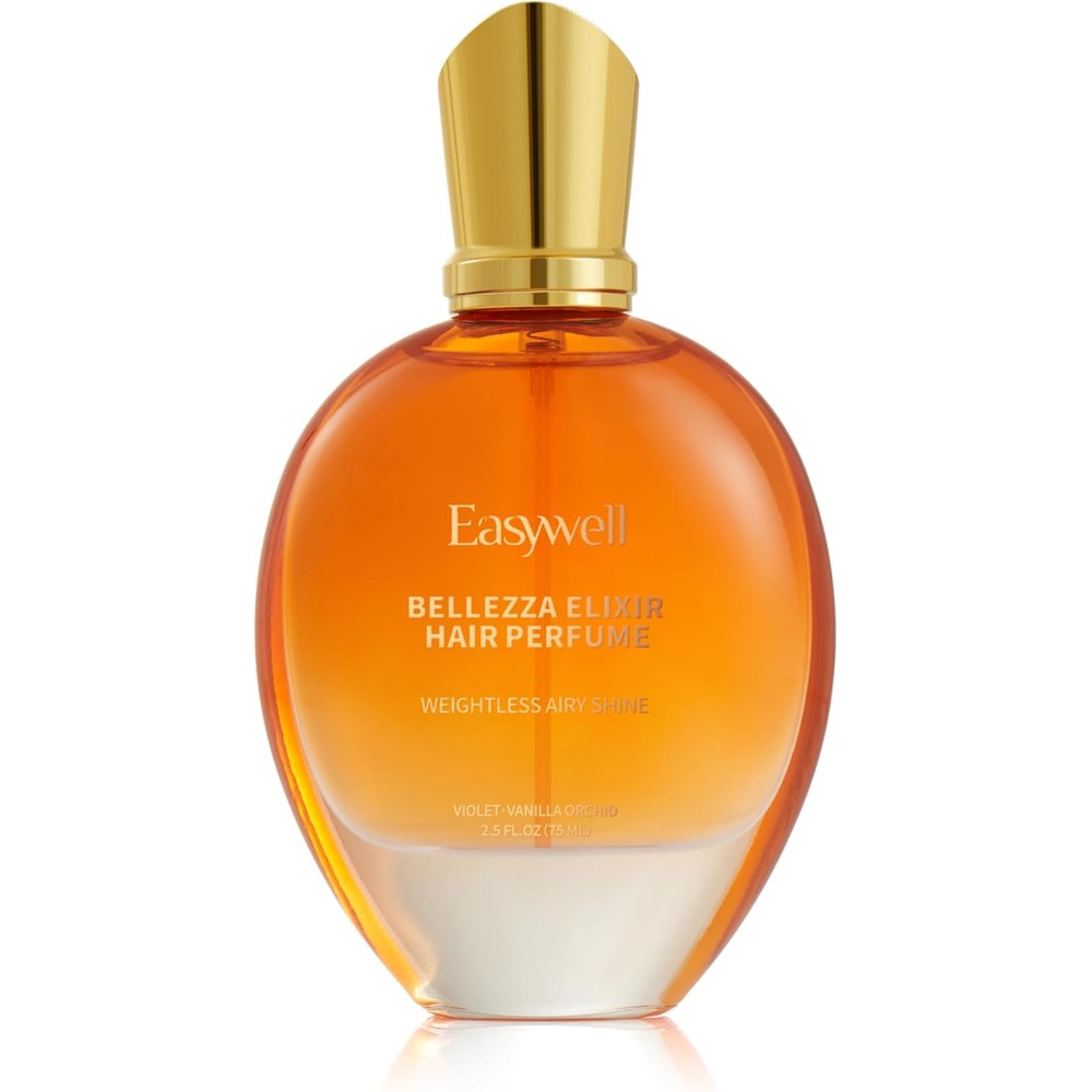 Easywell hair perfume bottle front view with gold cap