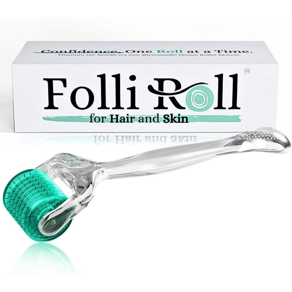 FolliRoll titanium derma roller with 192 microneedles for hair and skin