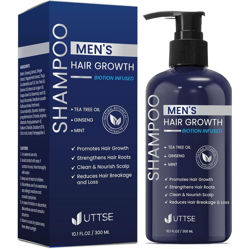 Uttse Biotin Hair Growth Shampoo for Men front view bottle showing natural thickening formula