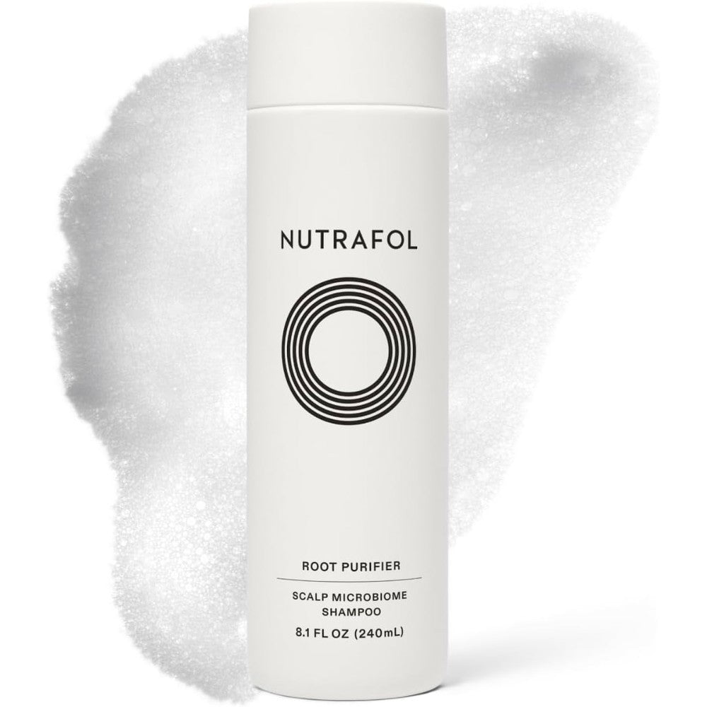 Nutrafol Root Purifier Scalp Microbiome Shampoo 8.1 fluid ounce front view bottle for thinning hair care
