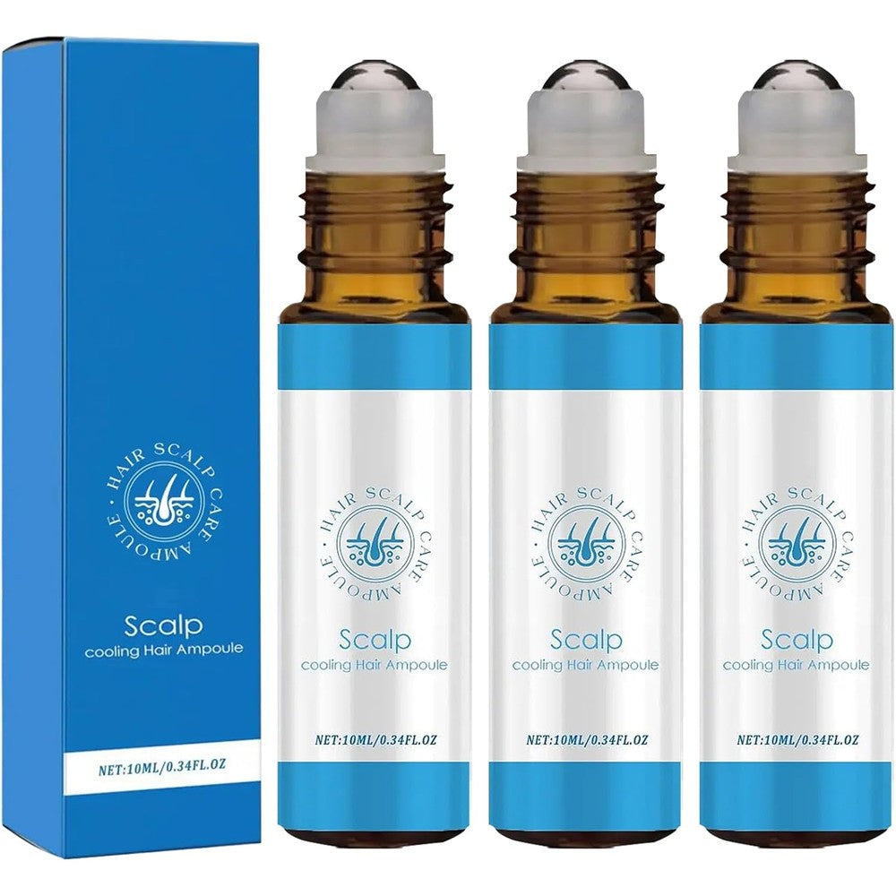 Generic Advanced Hair Growth Serum Roll On front view of three pack bottles showing applicator