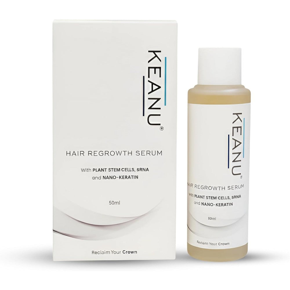 Glameura Keanu Stem Cell Hair Regrowth Serum front view bottle on a white background