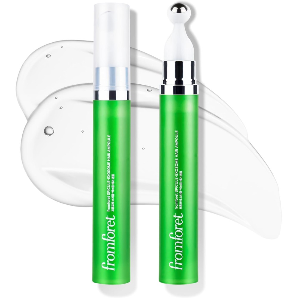 Fromforet Spicule Microneedling Exosome Hair Growth Serum front view of the green applicator tube for hair loss treatment.