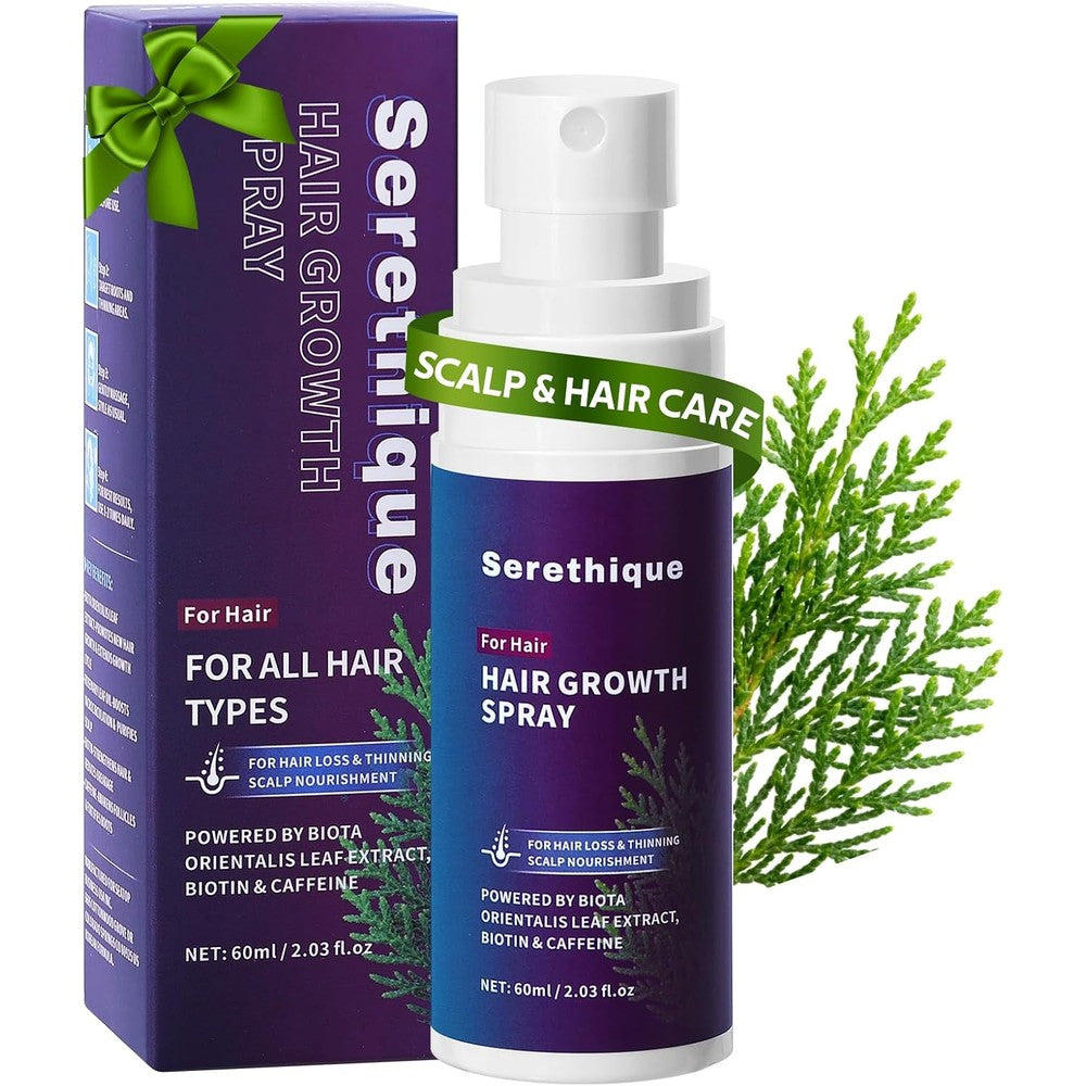 Serethique Hair Growth Serum Spray front view bottle for premium scalp treatment.