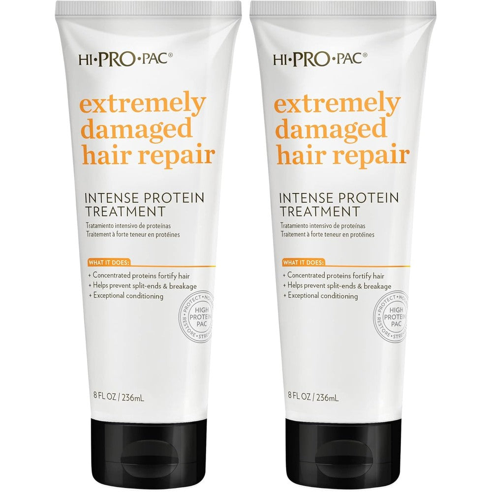 Hi-Pro-Pac Extremely Damaged Hair Repair Intense Protein Treatment two pack bottles front view