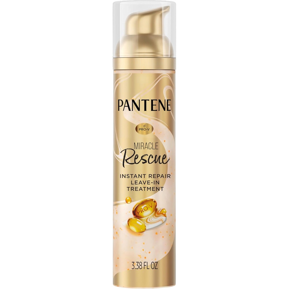 Pantene Miracle Rescue Leave-In Treatment bottle front view displaying Pro-V Pearls branding
