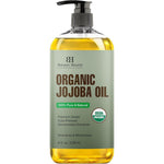 Botanic Hearth USDA Organic Jojoba Oil front view 8 fluid ounce bottle with pump dispenser.