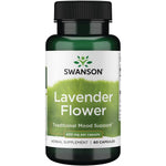 Swanson Lavender Flower 400mg 60 capsules front view herbal relaxation supplement.