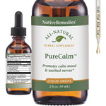 Native Remedies PureCalm 59mL front bottle view for natural stress relief.
