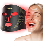 INTEO Red Light Therapy Face Mask front view showing the sleek black silicone design and 180 LED beads for professional at-home skincare.
