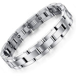 Feraco Magnetic Bracelet for Men Silver Titanium Front View