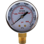 SÜA High Pressure Gauge for Oxygen Regulator front view 0-4000 PSI