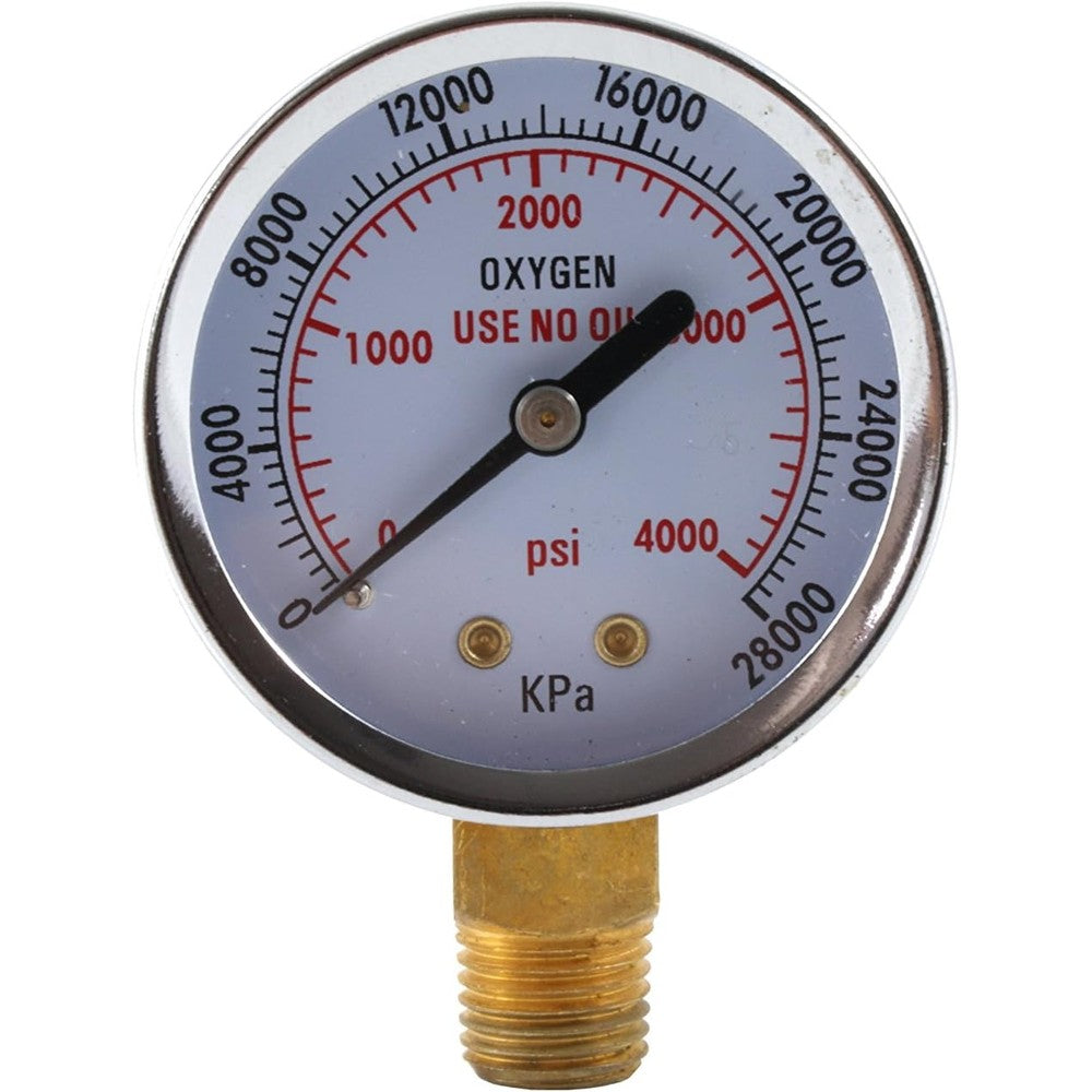 SÜA High Pressure Gauge for Oxygen Regulator front view 0-4000 PSI